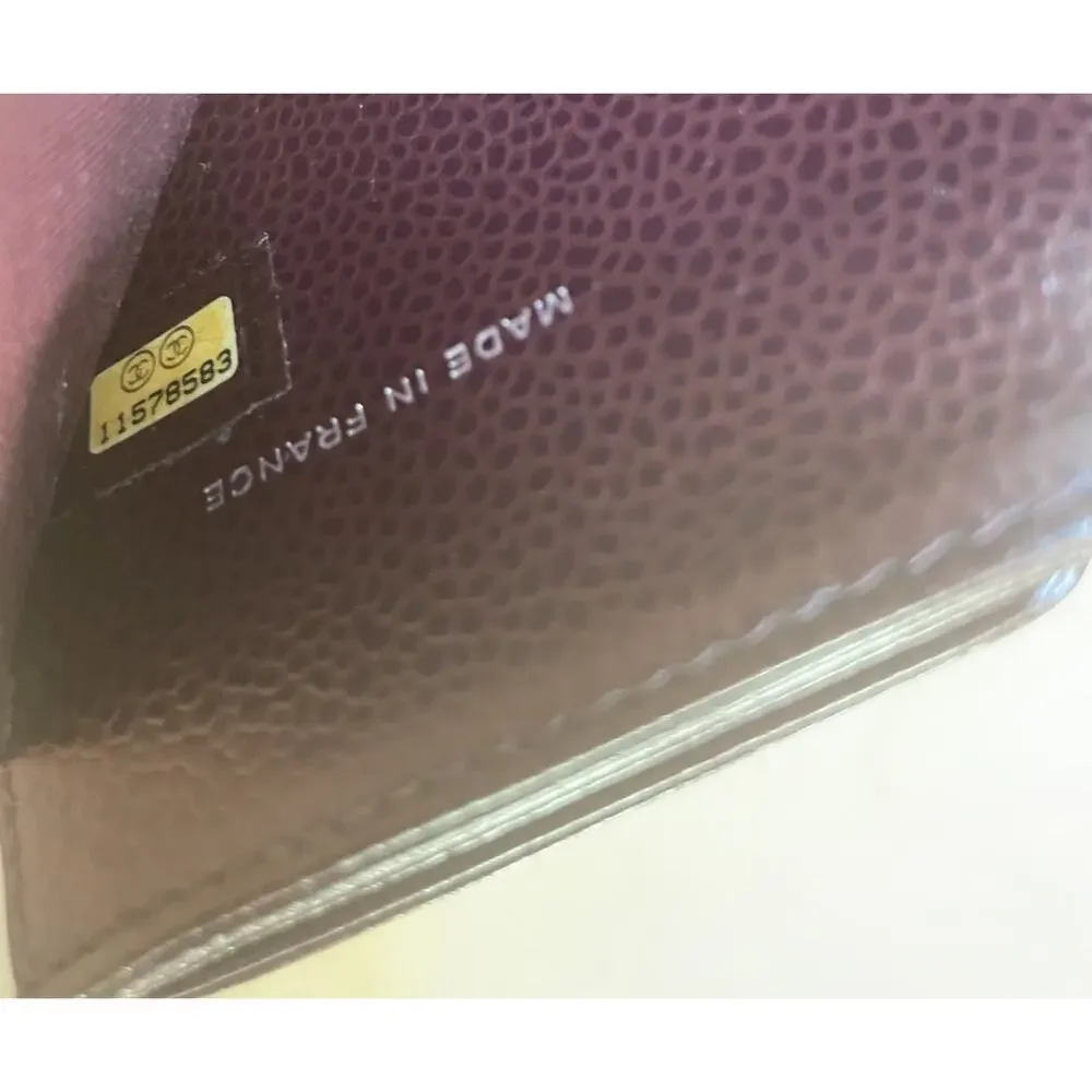 Chanel NEW Wallet Caviar Brown Leather CC Logo Bifold with Coin Pouch Timeless